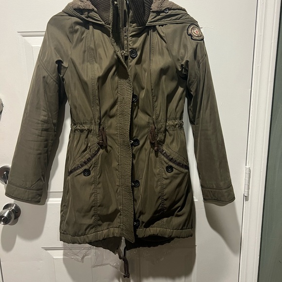 Abercrombie & Fitch Fleece Lined Utility Outerwear Jacket in Olive - Picture 3 of 5